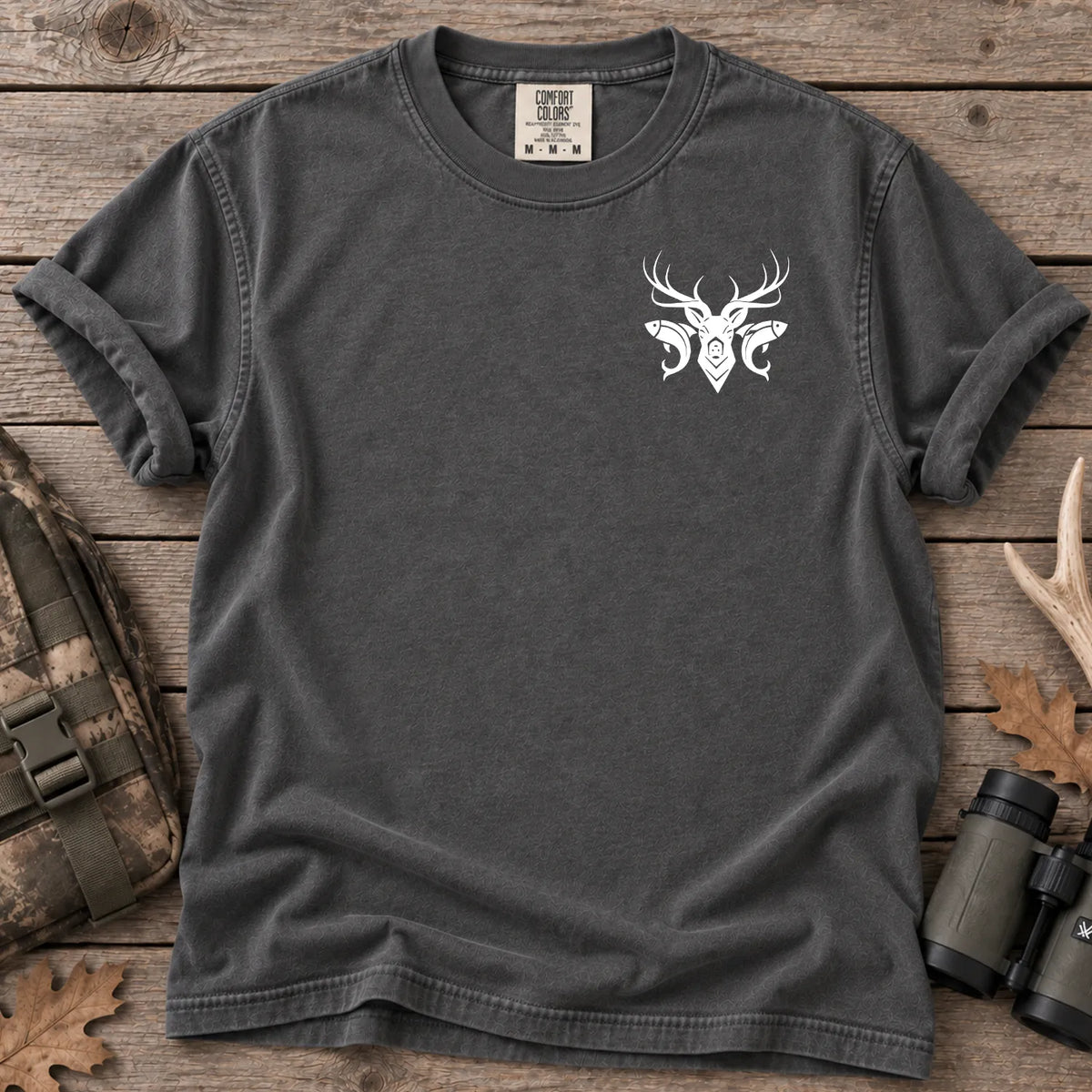 Patriotic Hunting and Fishing T-Shirt in Pepper