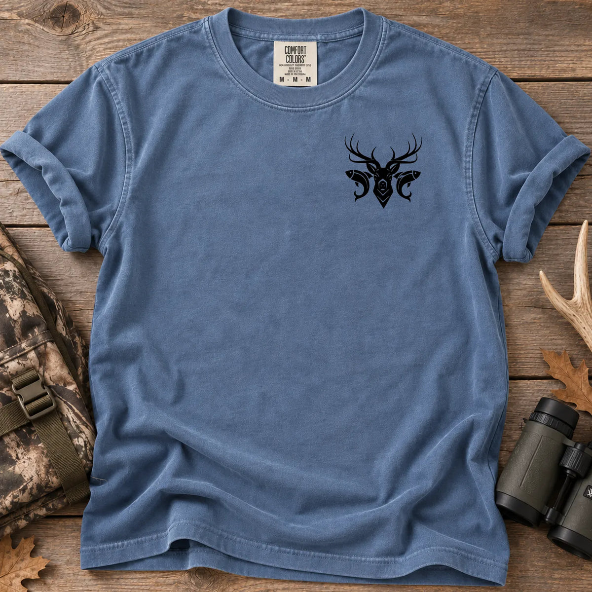 Patriotic Hunting and Fishing T-Shirt in Blue Jean