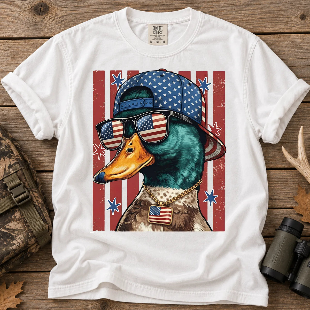 Patriotic Merica Mallard T-Shirt in White