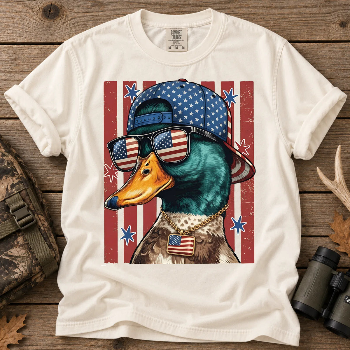 Patriotic Merica Mallard T-Shirt in Ivory