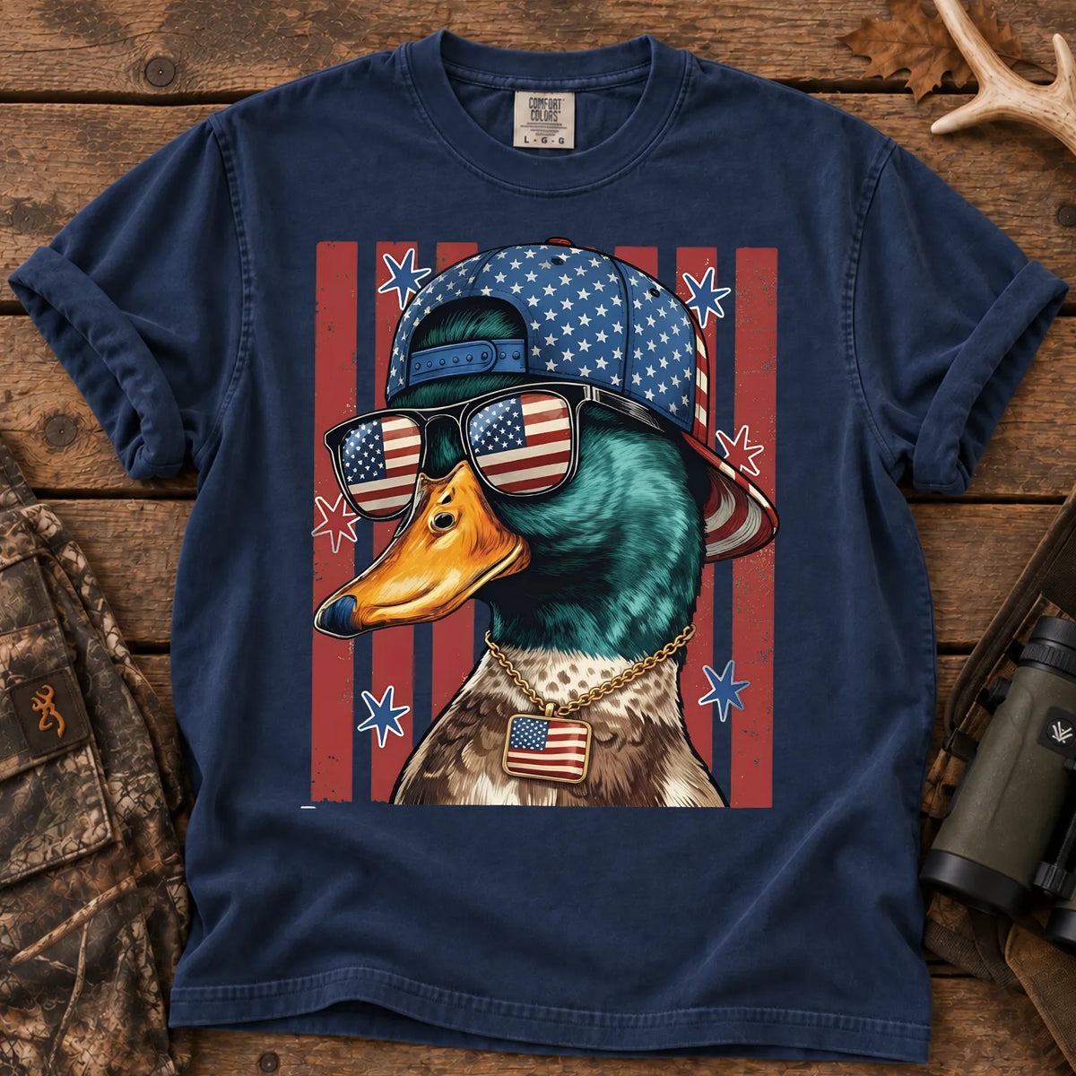 Patriotic Merica Mallard T-Shirt in True Navy