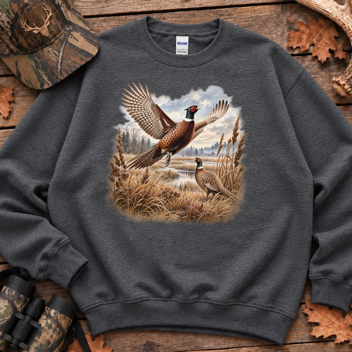 Pheasant Wilderness Sweatshirt in Dark Heather