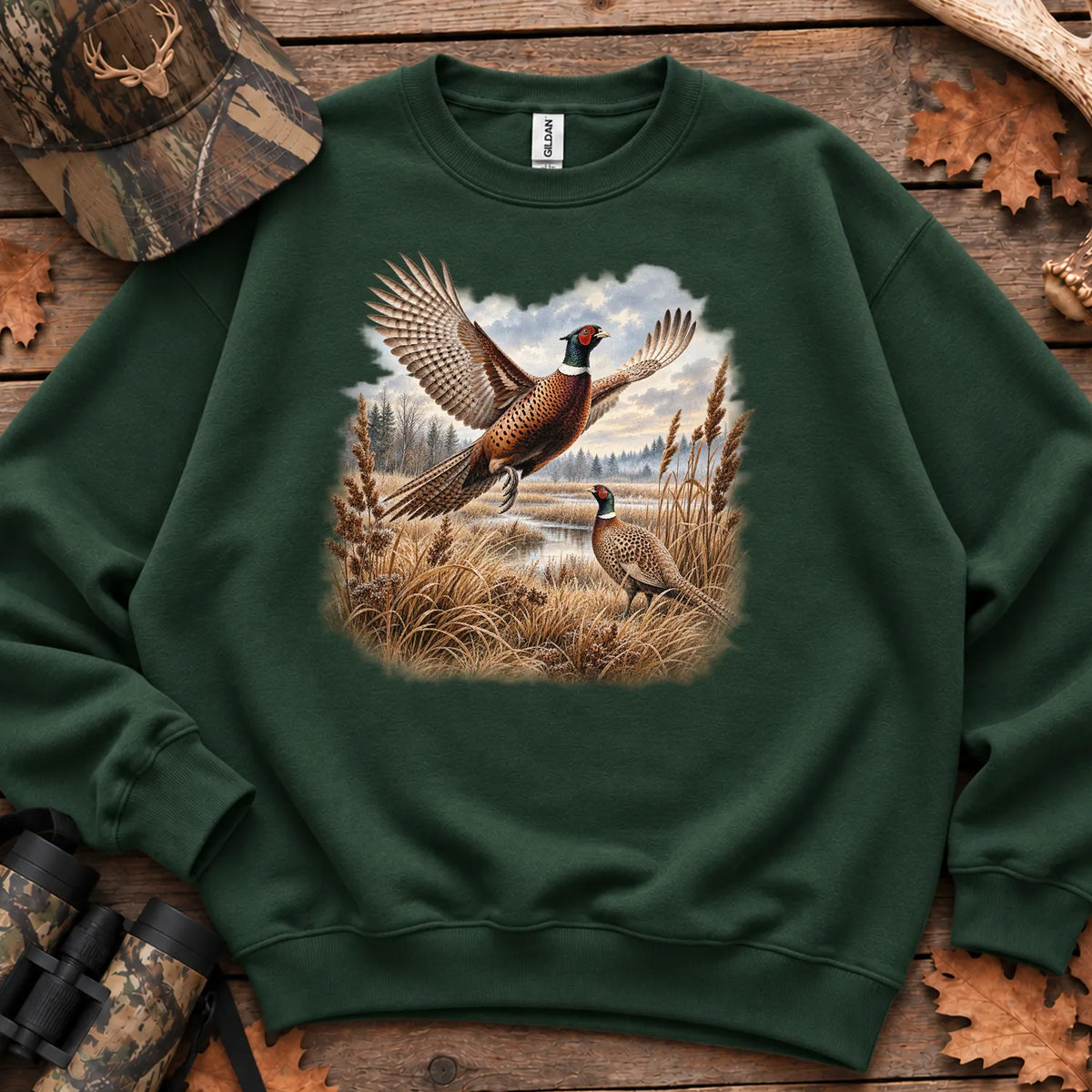 Pheasant Wilderness Sweatshirt in Forest Green