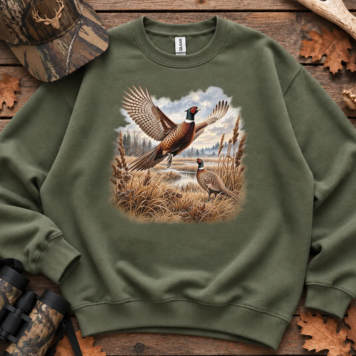 Pheasant Wilderness Sweatshirt in Military Green