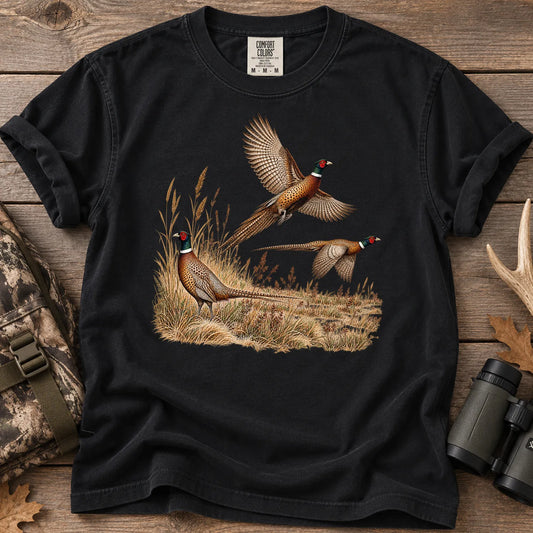 Pheasants in Flight T-Shirt in Black