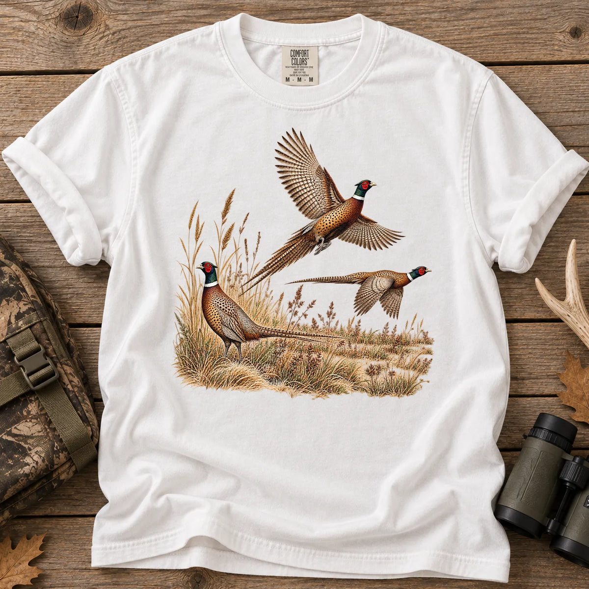 Pheasants in Flight T-Shirt in White