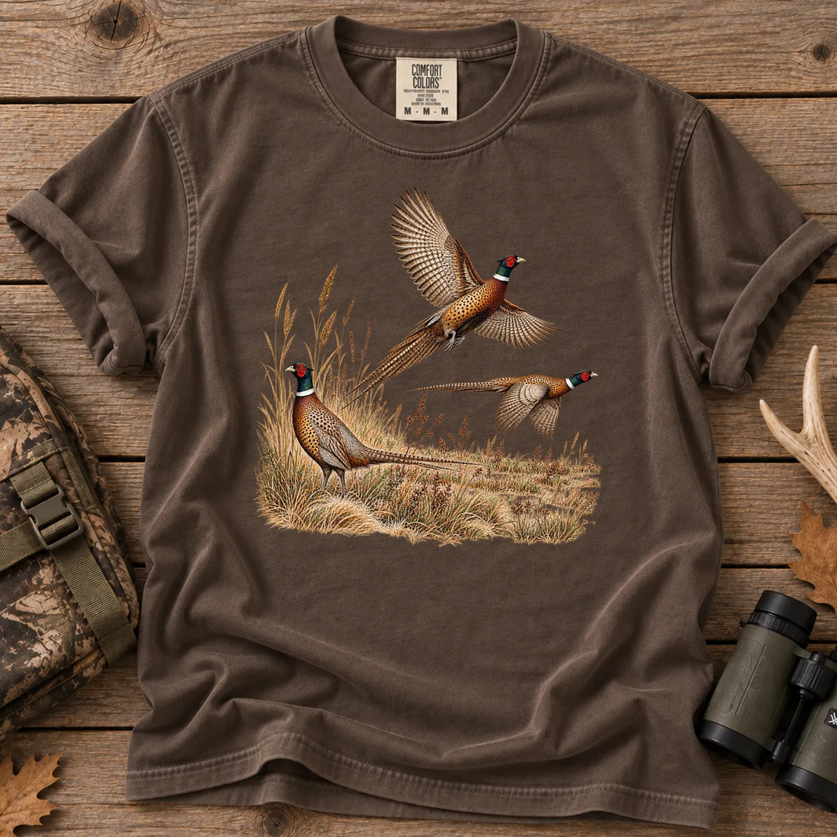 Pheasants in Flight T-Shirt in Espresso