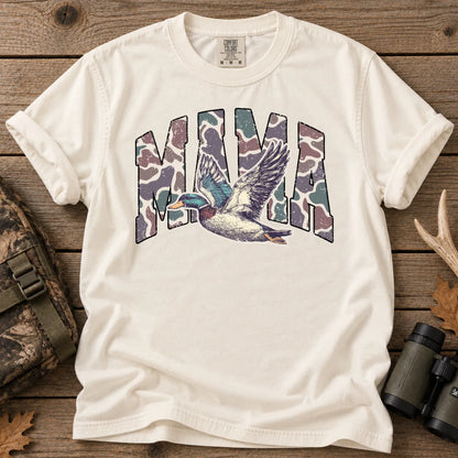 Pink Camo Hunting Mama T-Shirt in Ivory
