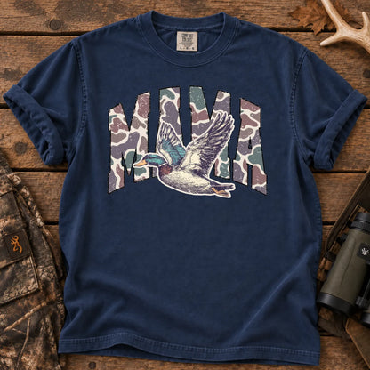 Pink Camo Hunting Mama T-Shirt in True Navy