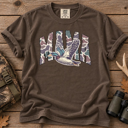 Pink Camo Hunting Mama T-Shirt in Espresso