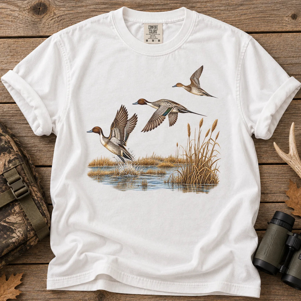 Pintail Ducks in Flight T-Shirt in White