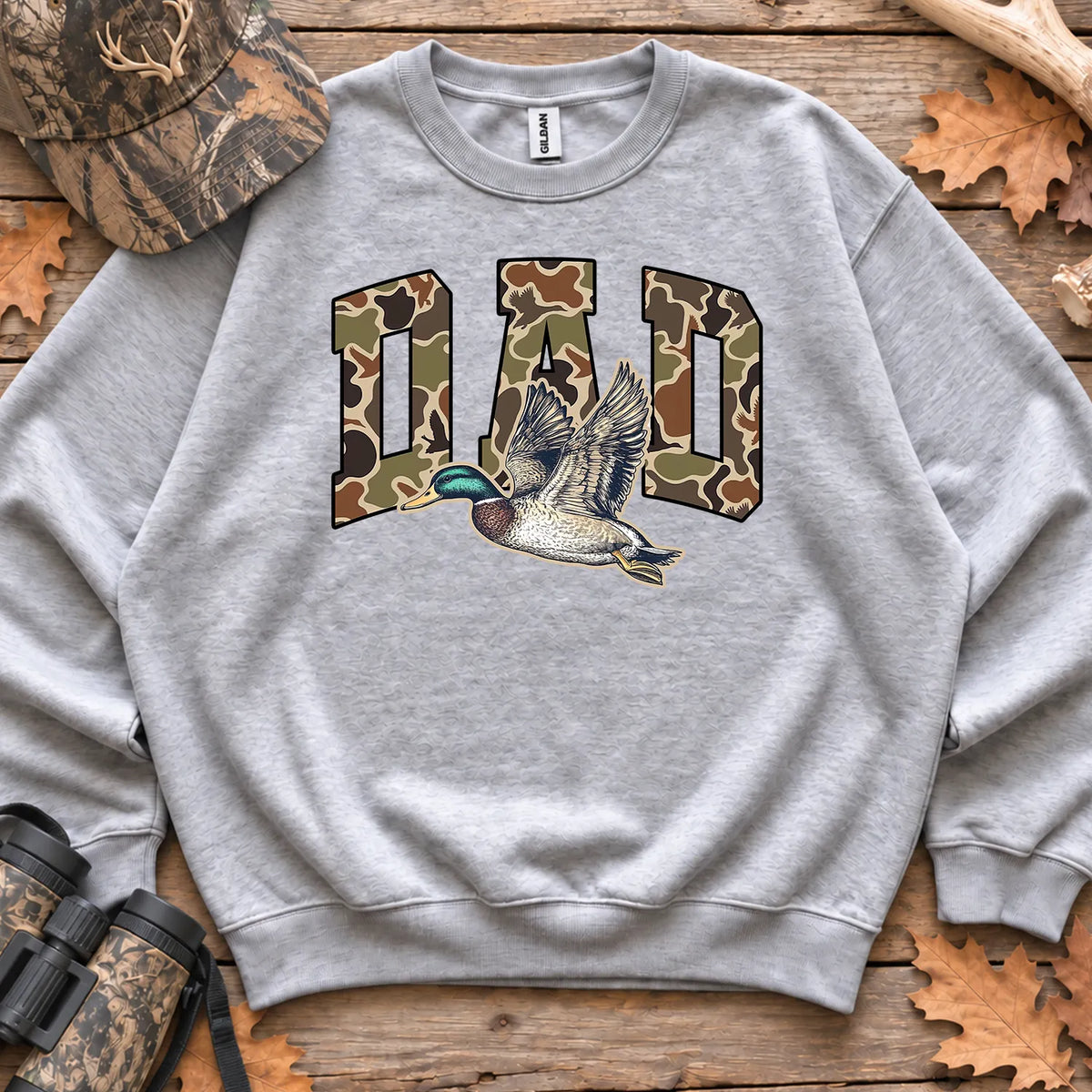 Preppy Camo Dad Mallard Sweatshirt in Sport Grey