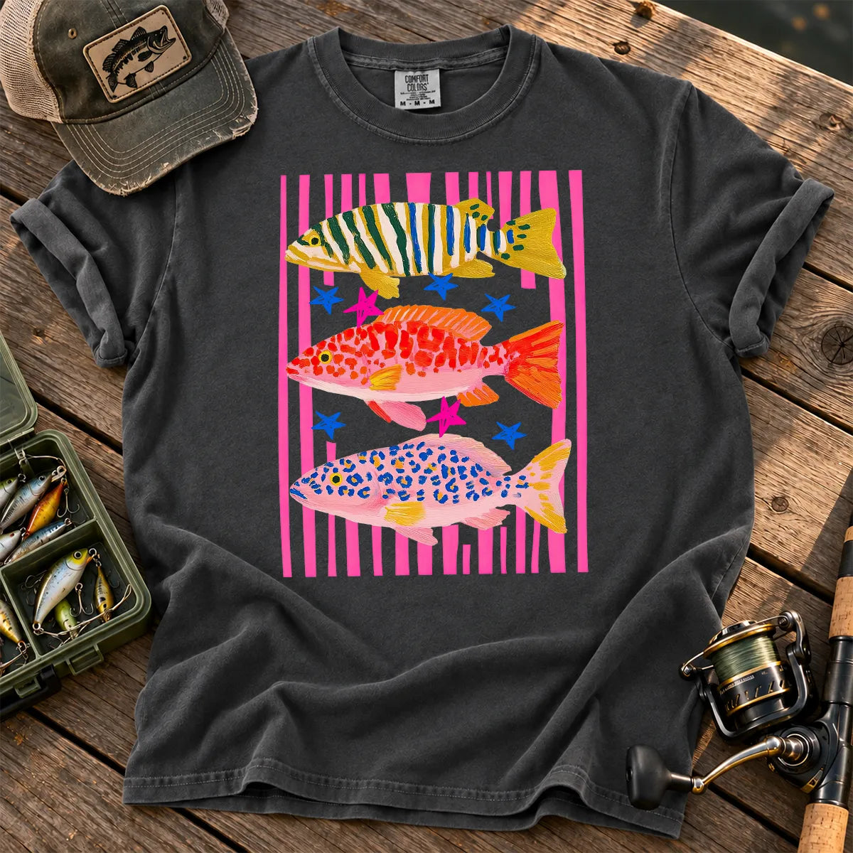Preppy Colorful Fish T-Shirt in Pepper