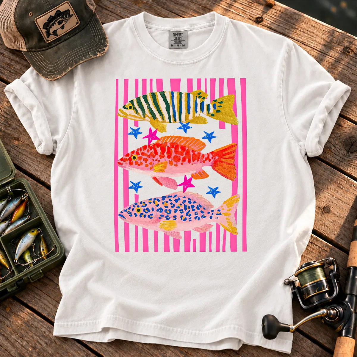 Preppy Colorful Fish T-Shirt in White