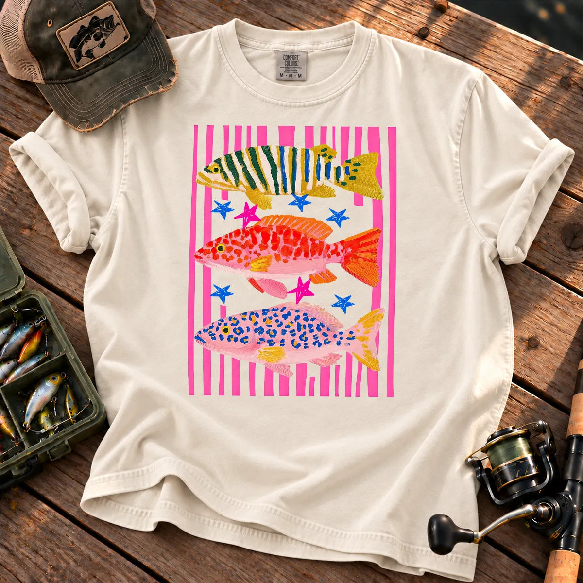 Preppy Colorful Fish T-Shirt in Ivory