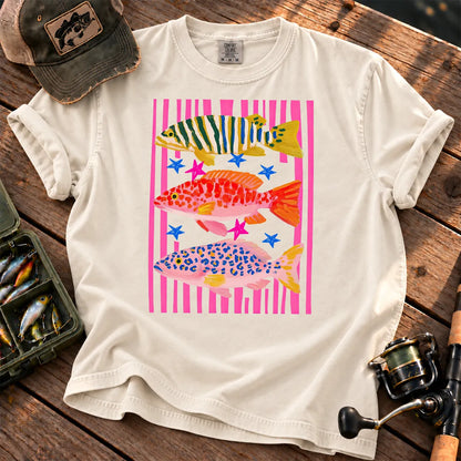 Preppy Colorful Fish T-Shirt in Ivory