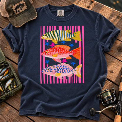 Preppy Colorful Fish T-Shirt in True Navy