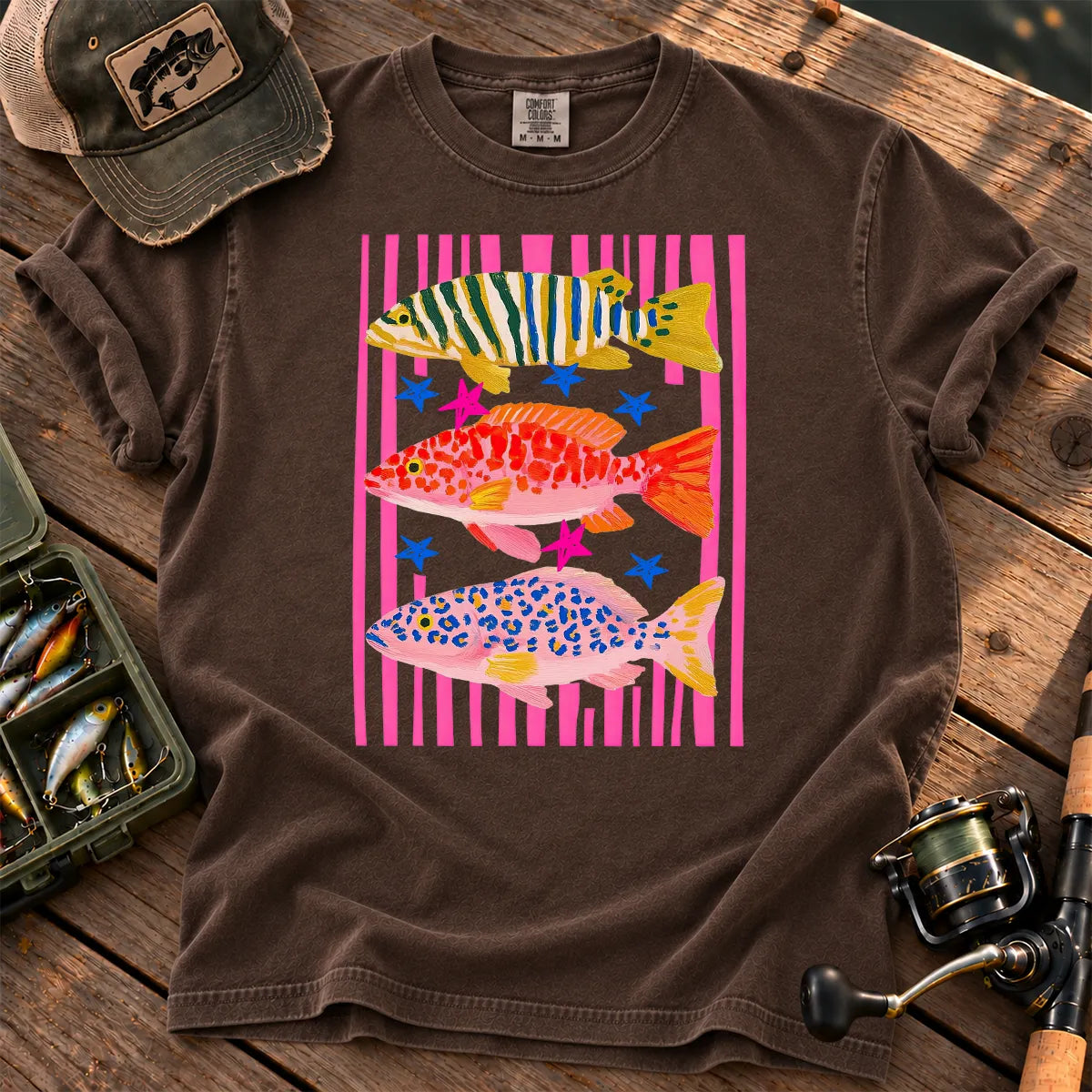 Preppy Colorful Fish T-Shirt in Espresso