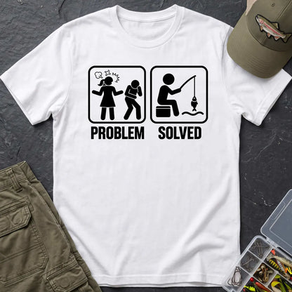 Problem Solved Fishing T-Shirt in White