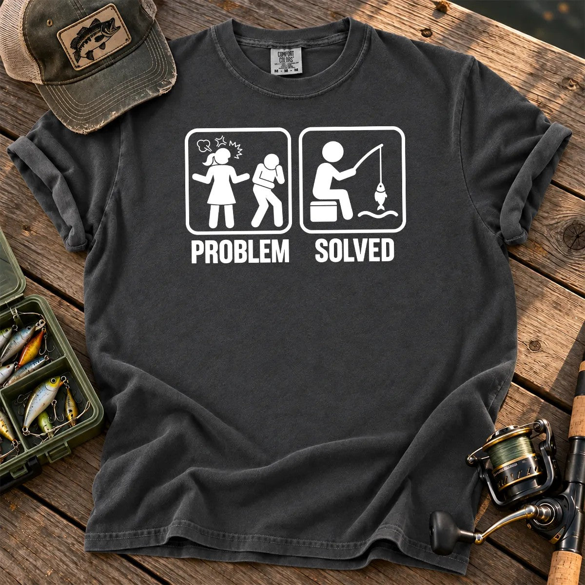 Problem Solved Fishing T-Shirt in Pepper