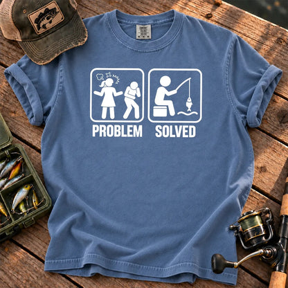 Problem Solved Fishing T-Shirt in Blue Jean