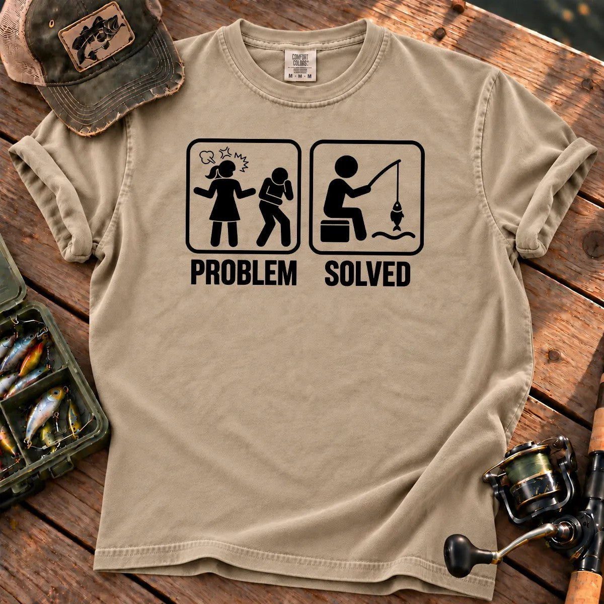 Problem Solved Fishing T-Shirt in Sandstone