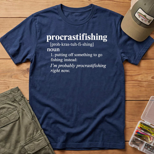 Procrastifishing Definition T-Shirt in Navy