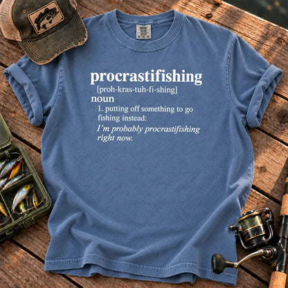 Procrastifishing Definition T-Shirt in Blue Jean