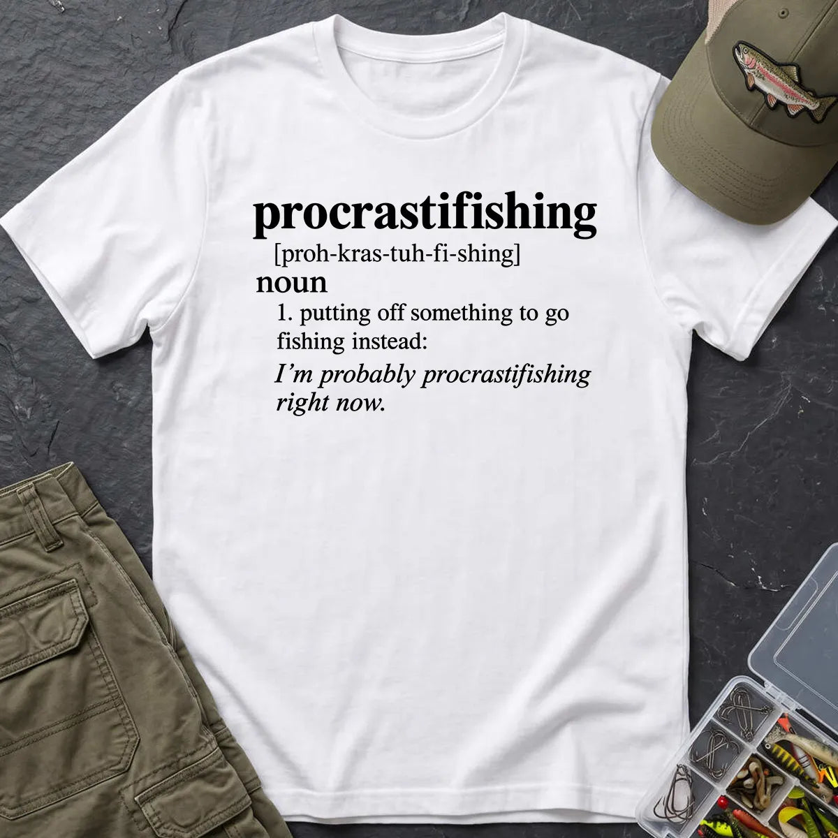 Procrastifishing Definition T-Shirt in White