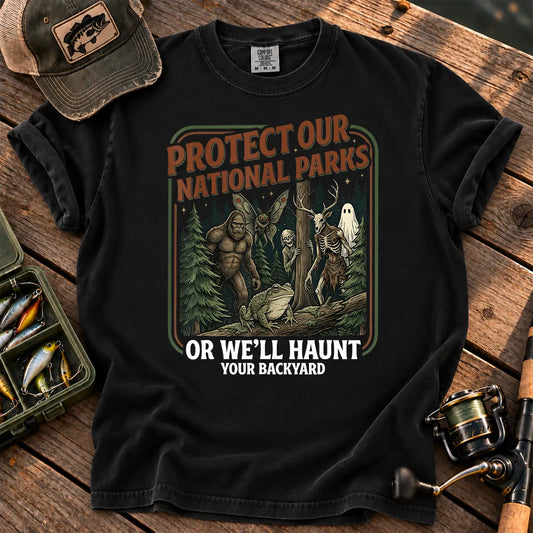 Protect Our National Parks Cryptid Forest T-Shirt in Black
