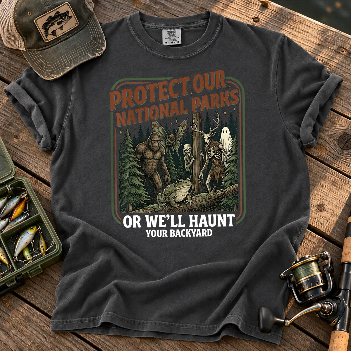 Protect Our National Parks Cryptid Forest T-Shirt in Pepper
