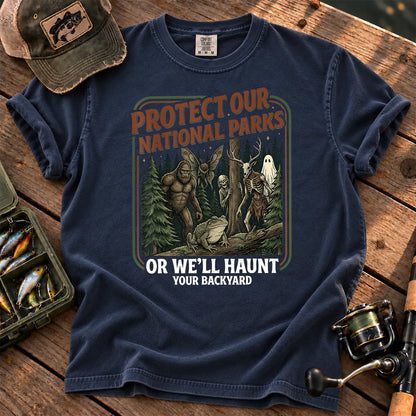Protect Our National Parks Cryptid Forest T-Shirt in True Navy