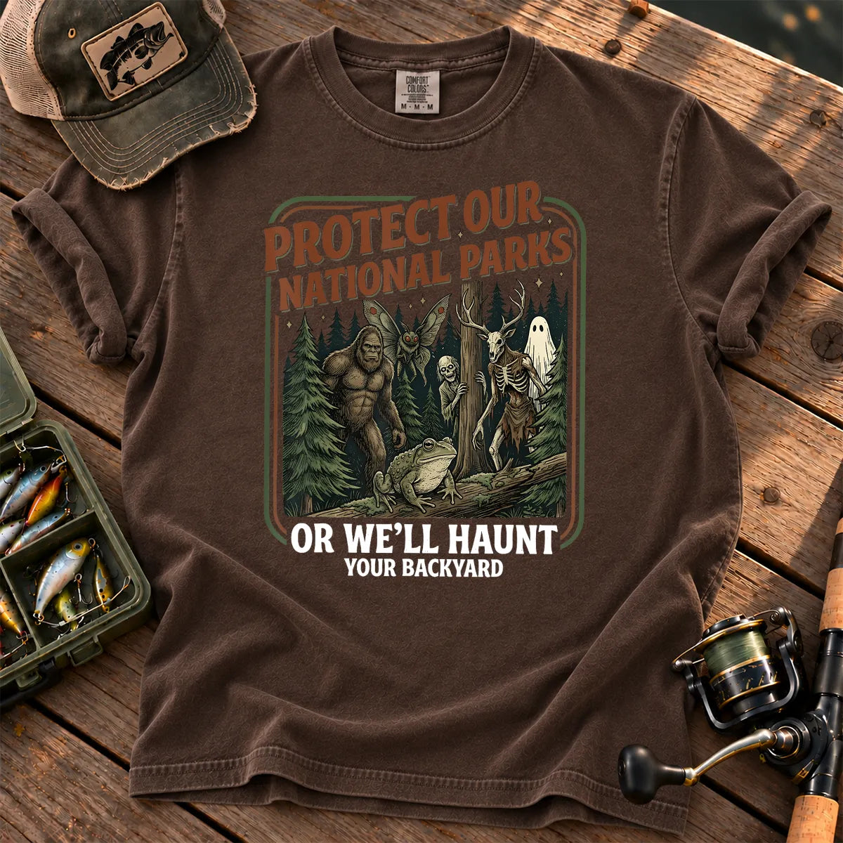 Protect Our National Parks Cryptid Forest T-Shirt in Espresso