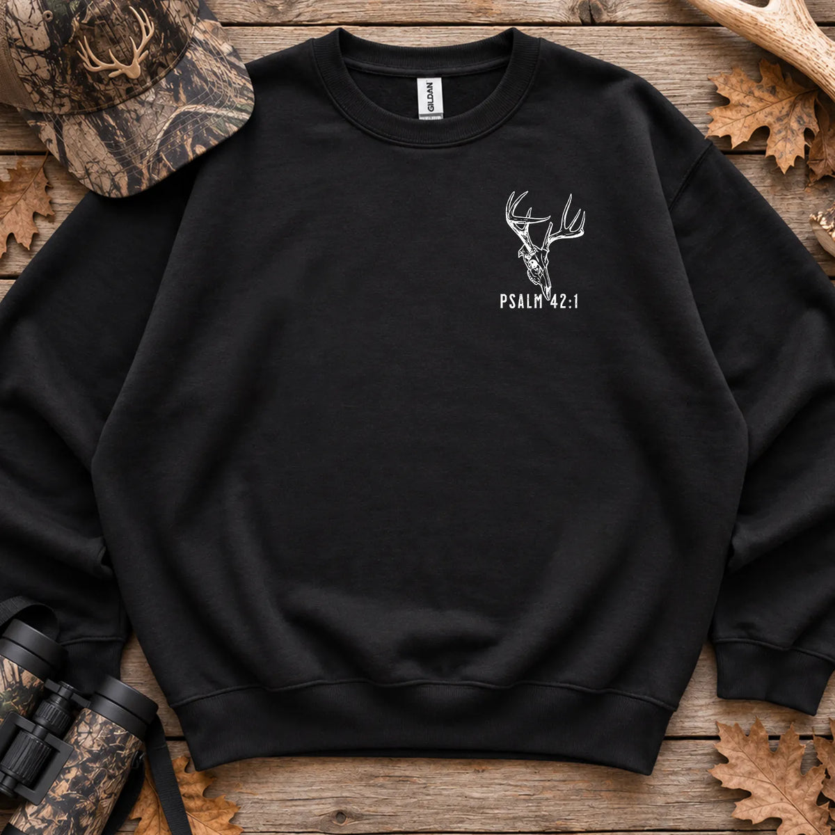 Psalm 42 Christian Deer Sweatshirt in Black