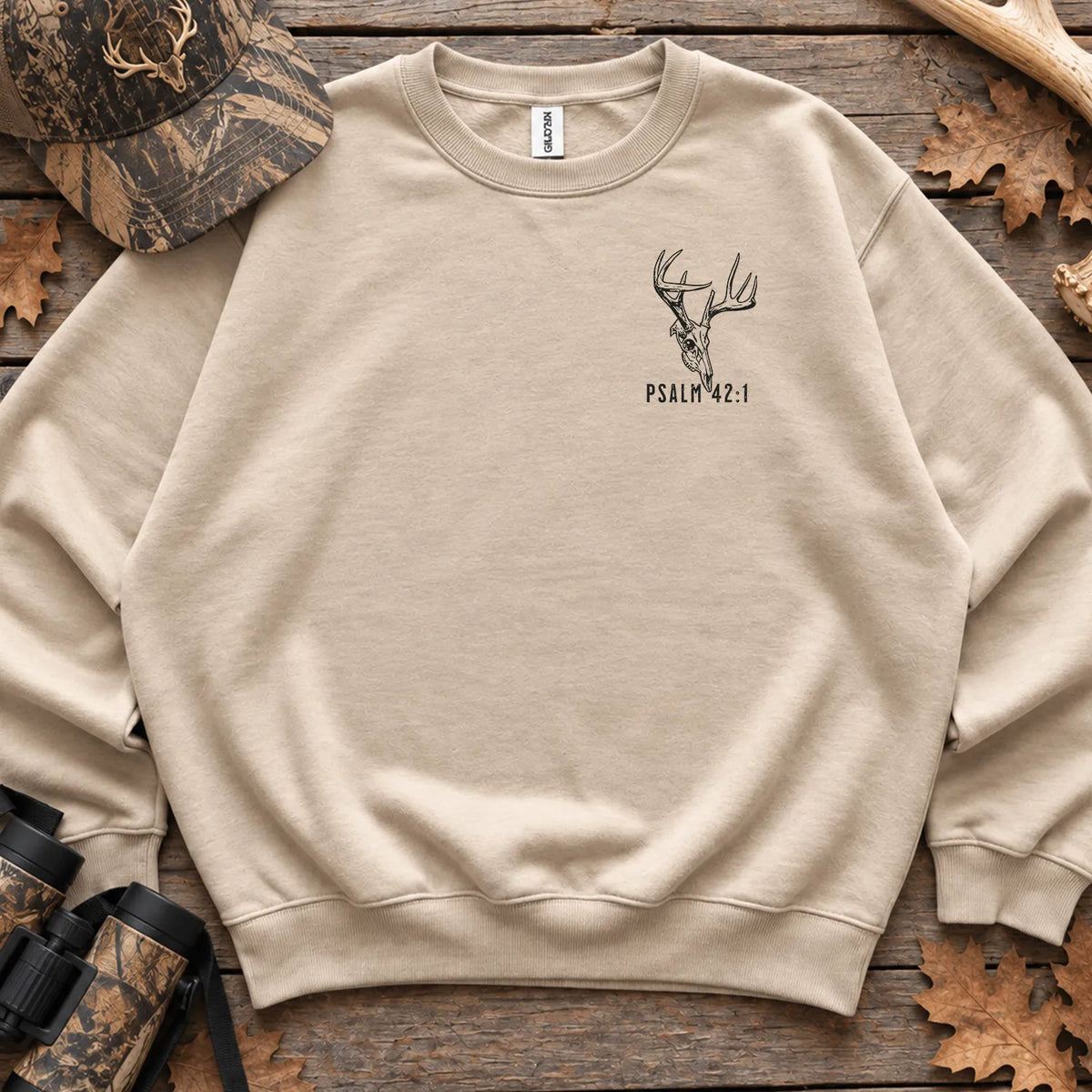 Psalm 42 Christian Deer Sweatshirt in Sand