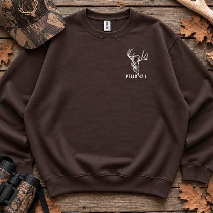 Psalm 42 Christian Deer Sweatshirt in Dark Chocolate