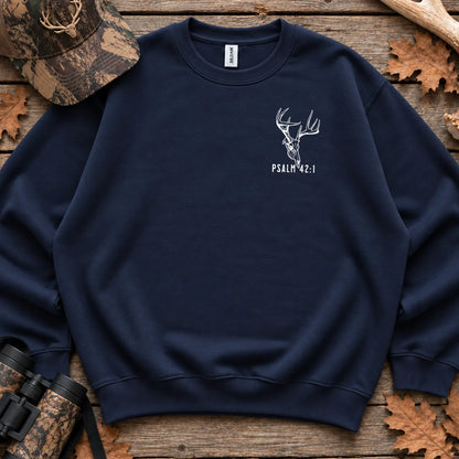 Psalm 42 Christian Deer Sweatshirt in Navy