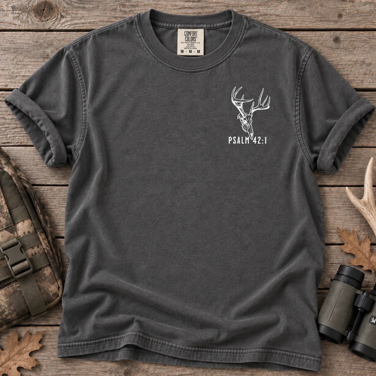 Psalm 42 Verse 1 Deer Hunter T-Shirt in Pepper