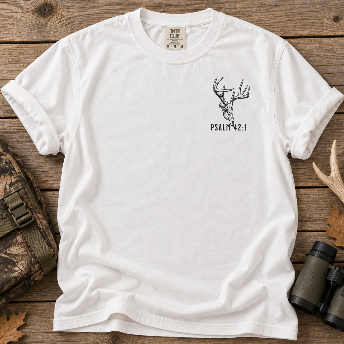 Psalm 42 Verse 1 Deer Hunter T-Shirt in White