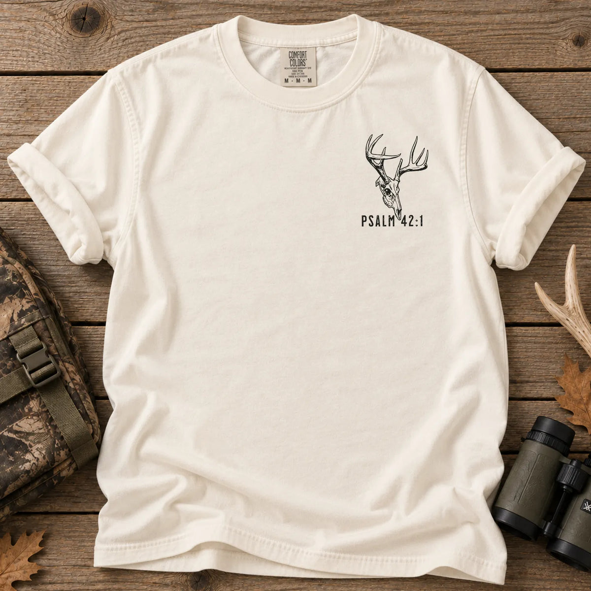 Psalm 42 Verse 1 Deer Hunter T-Shirt in Ivory
