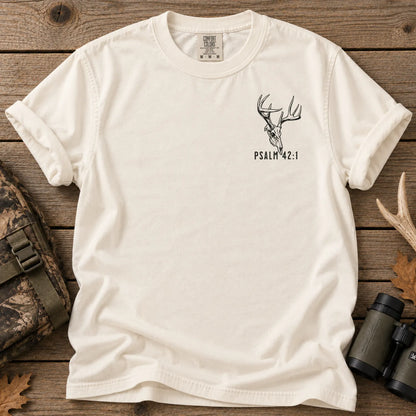 Psalm 42 Verse 1 Deer Hunter T-Shirt in Ivory