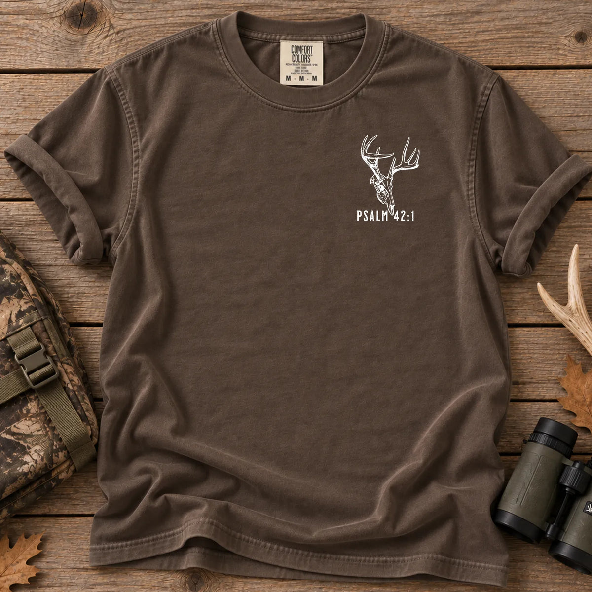 Psalm 42 Verse 1 Deer Hunter T-Shirt in Espresso