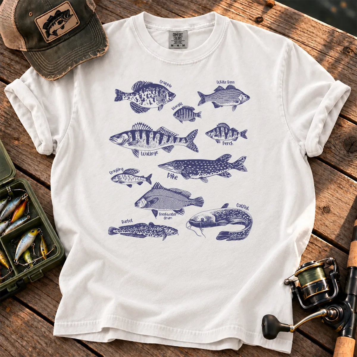 Purple Fish Species T-Shirt in White