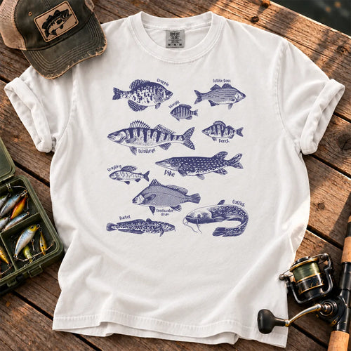 Purple Fish Species T-Shirt in White