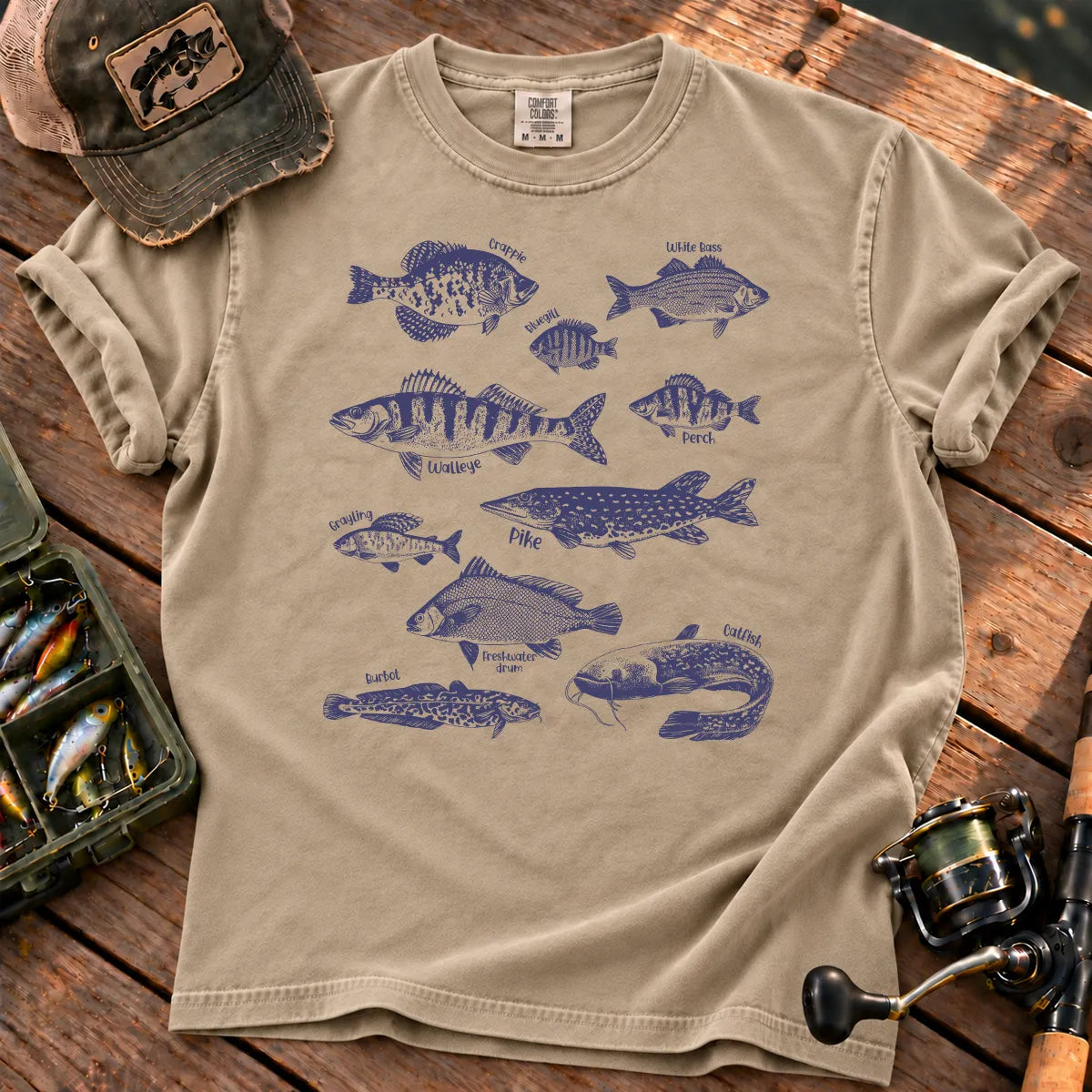 Purple Fish Species T-Shirt in Sandstone