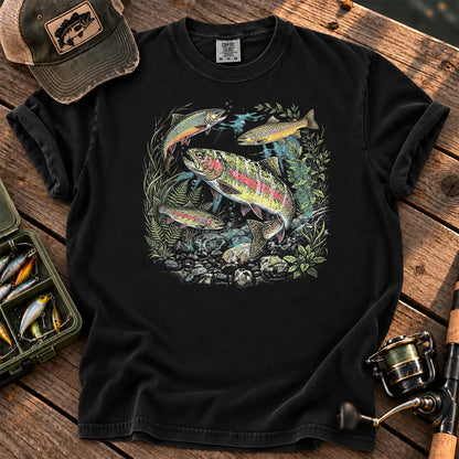 Rainbow Trout River Wildlife T-Shirt in Black