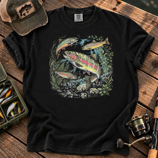 Rainbow Trout River Wildlife T-Shirt in Black