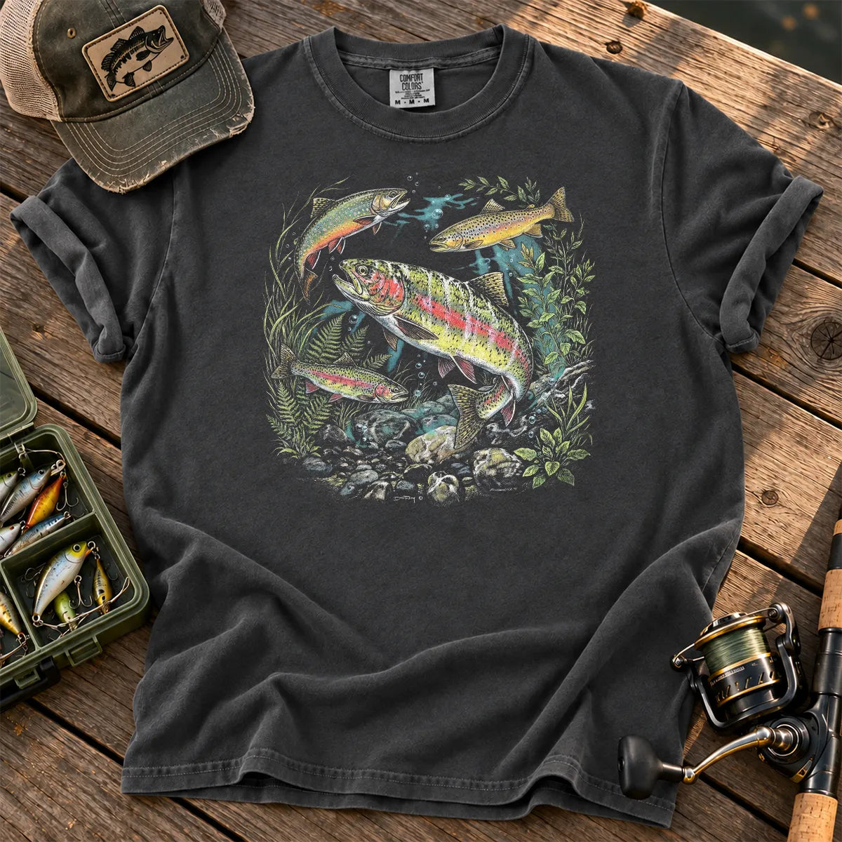 Rainbow Trout River Wildlife T-Shirt in Pepper