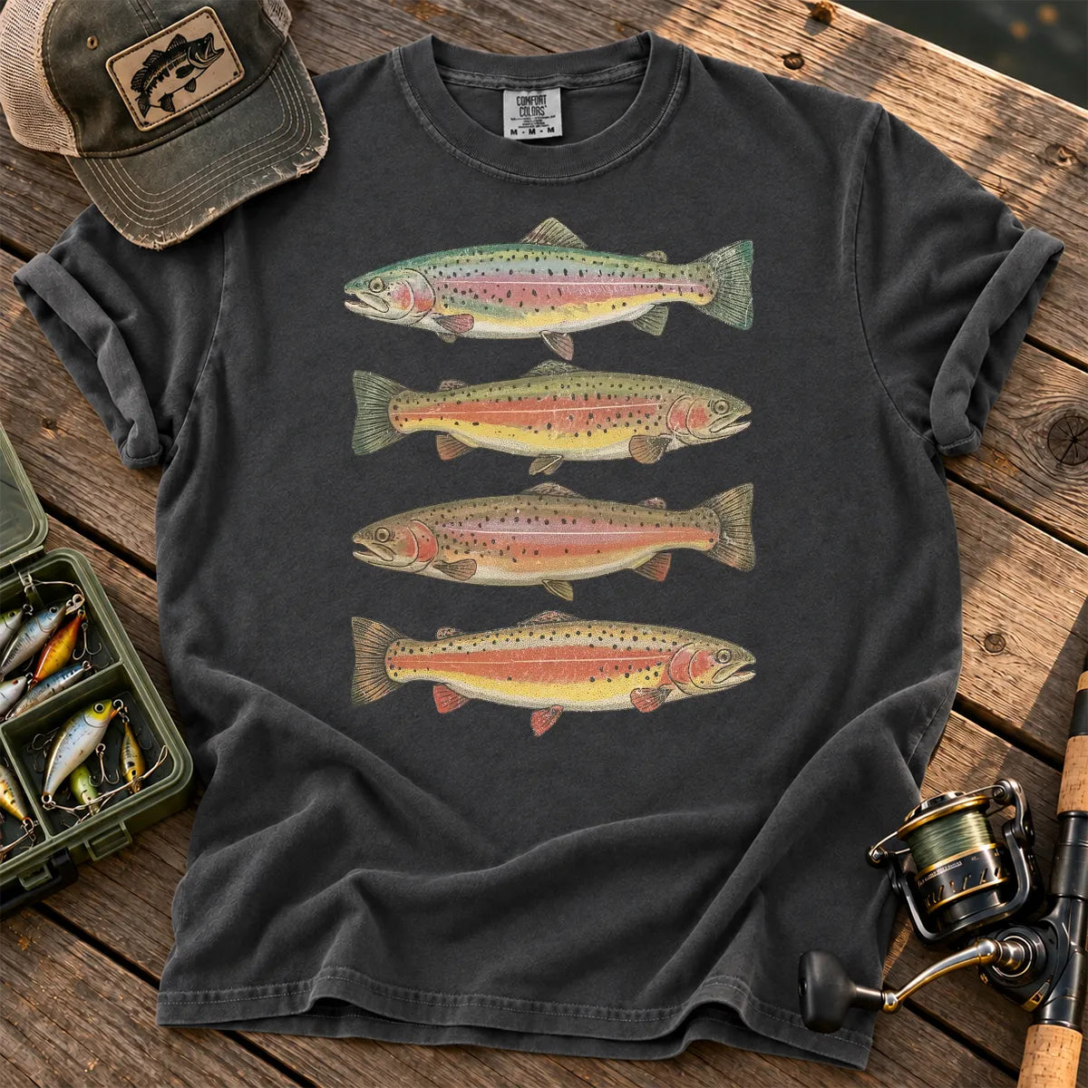 Rainbow Trout Row T-Shirt in Pepper