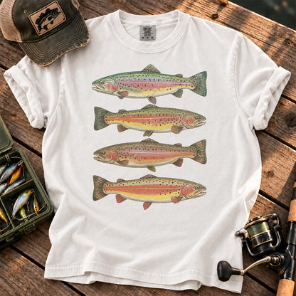 Rainbow Trout Row T-Shirt in White